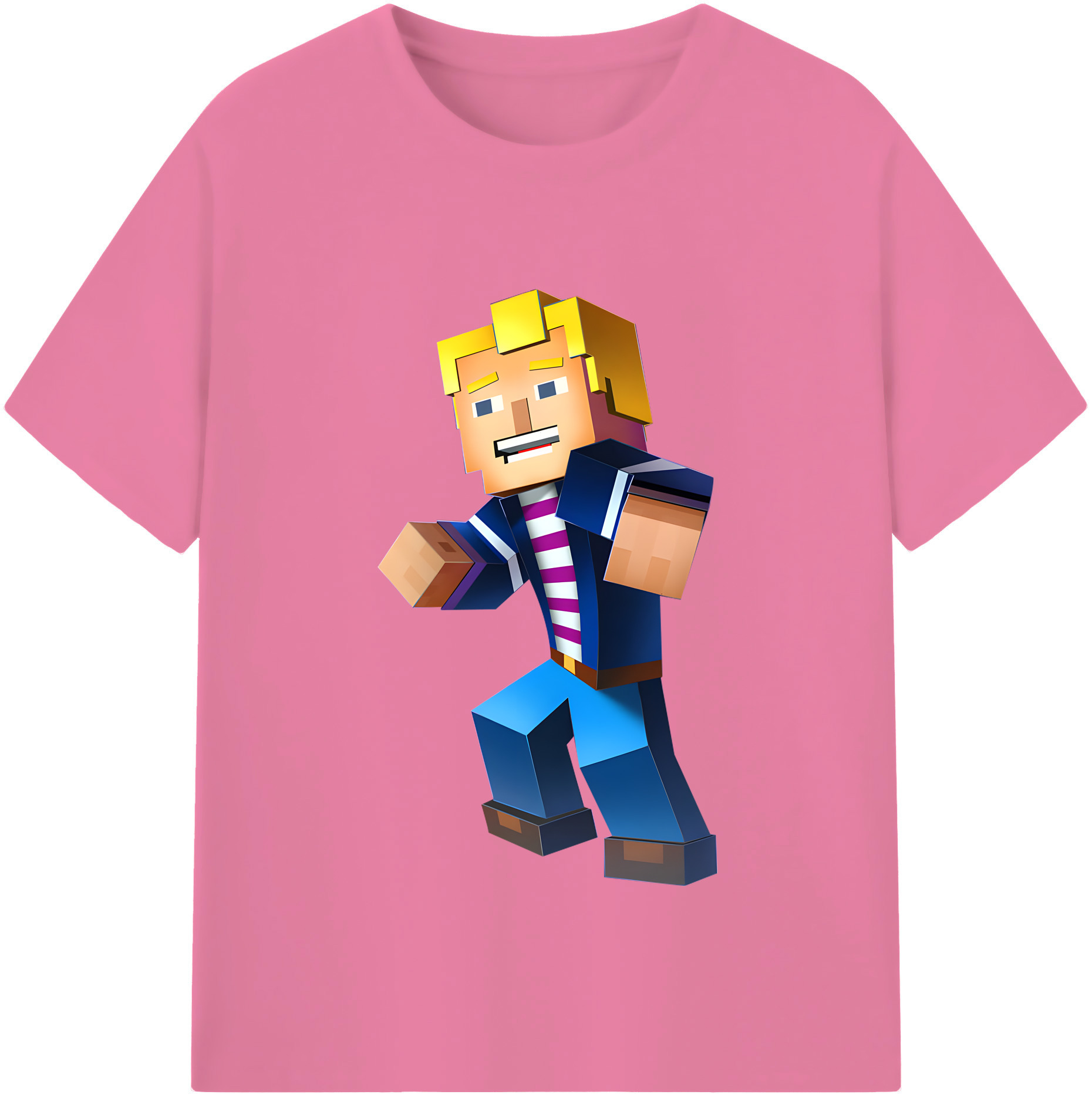 （画像用） マインクラフト ブロックの世界 Minecraft MC Block world 綿100％半袖Tシャツ（フロントプリント）